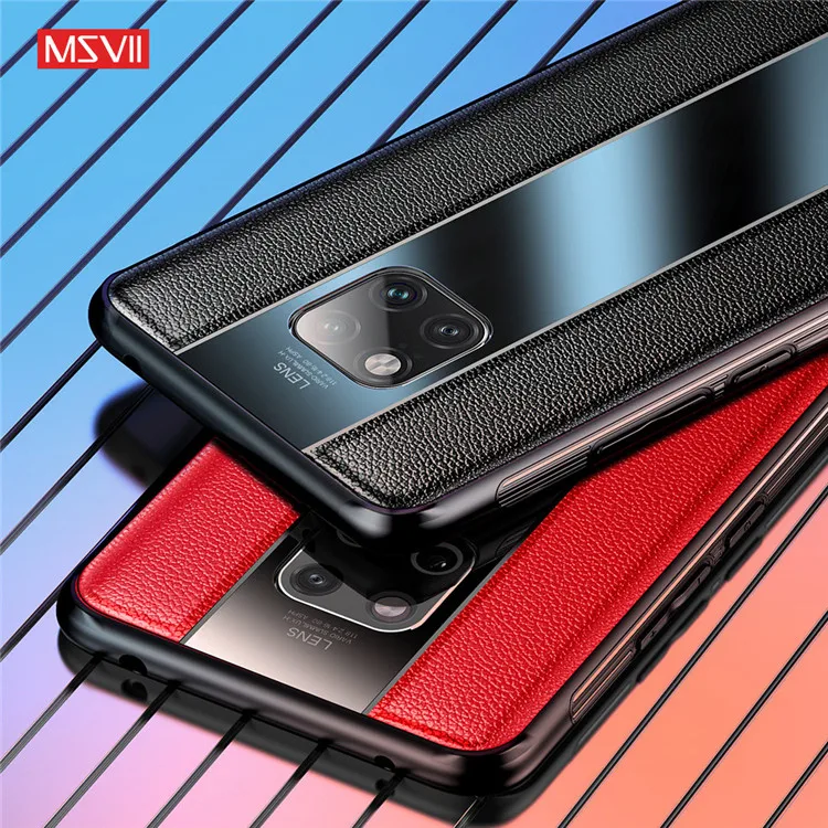 

Free Shipment!Customizable logo unbreakable waterproof leather cell phone case for huawei mate 20 pro, Red;black