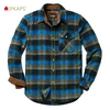Manufacture Factory Supply Men's Flannel Long Sleeve Button-up Plaid 100%Cotton Brushed Shirt