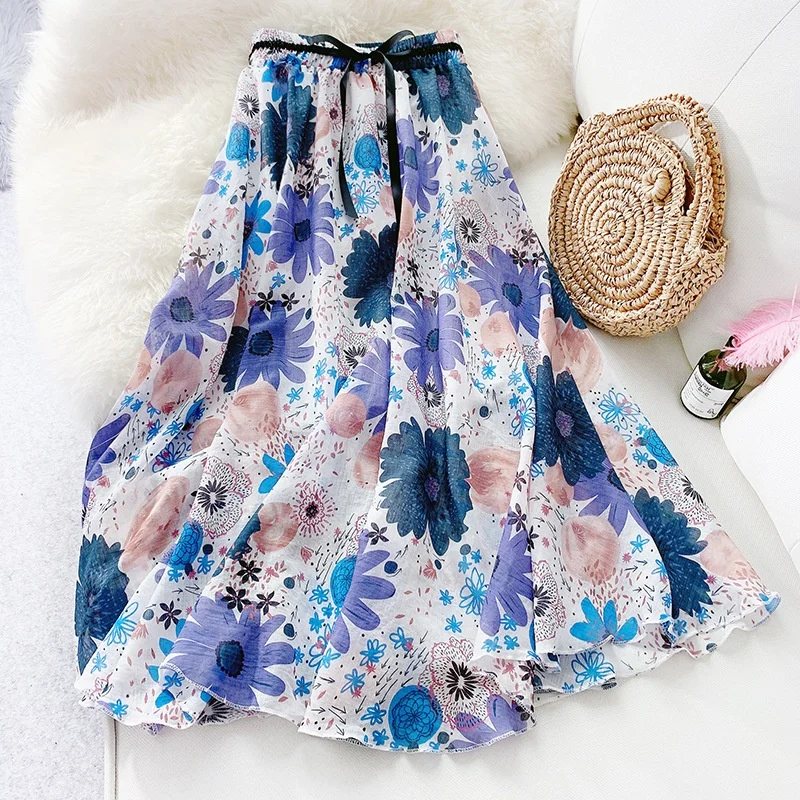 

B23487A 2019 Summer Fashionable Retro Printed Skirt