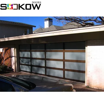 China Supplier 16x8 Frosted Aluminium Glass Garage Door Design