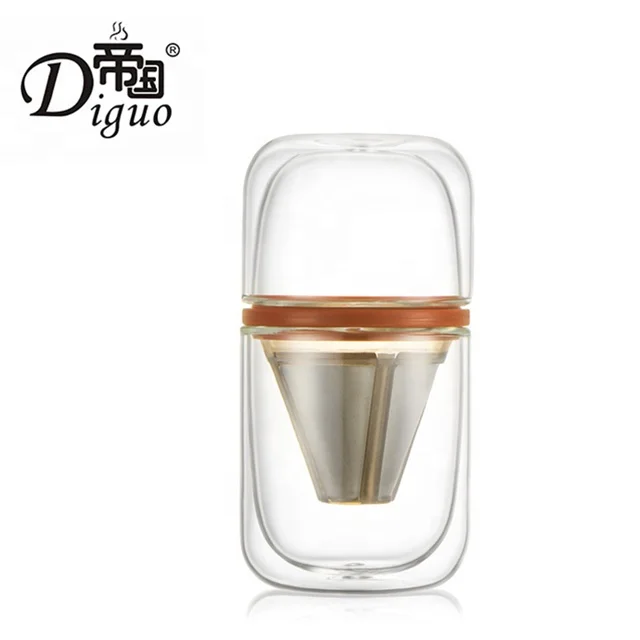 

Diguo 250ml Portable Orange Color Double - Glazed Insulated Tea Coffee Brew Cup With Stainless Steel Filter