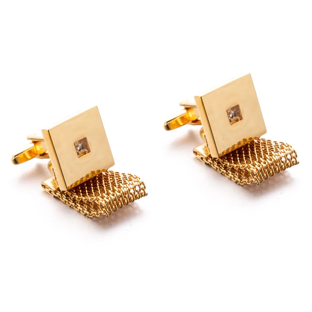 

XUSHI gold Chain crystal luxury square cufflinks for shirt XK19S022