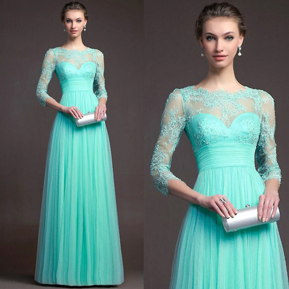 

European and American Half Sleeve Lace Gown Elegant Long Vintage Prom Dress