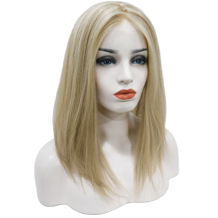 

Fashionable human hair mono toppers wig with pu topper wig for women, N/a