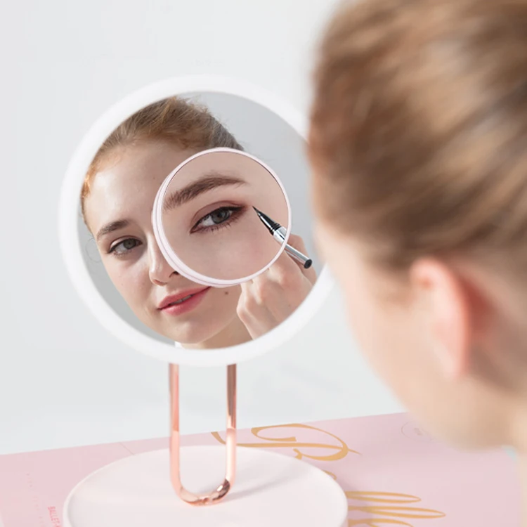 

Ballet Design 6000Mah Battery Magnetic 7X Magnification Led Adjustable Lights Makeup Mirror With Folding Stand, White / pink