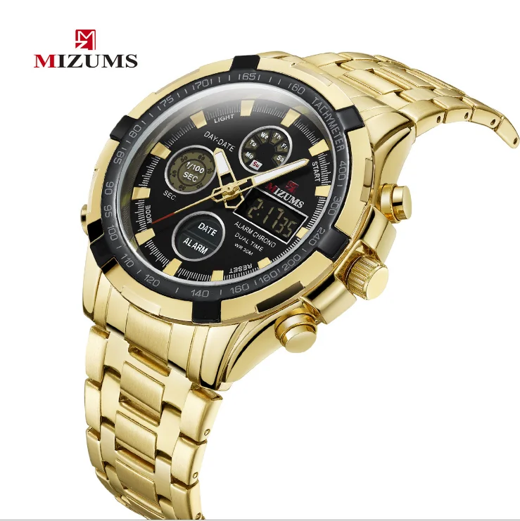

MIZUMS M8001 Men's Quartz Waterproof Luminous Steel Belt Sports Electronic Watch, Colors