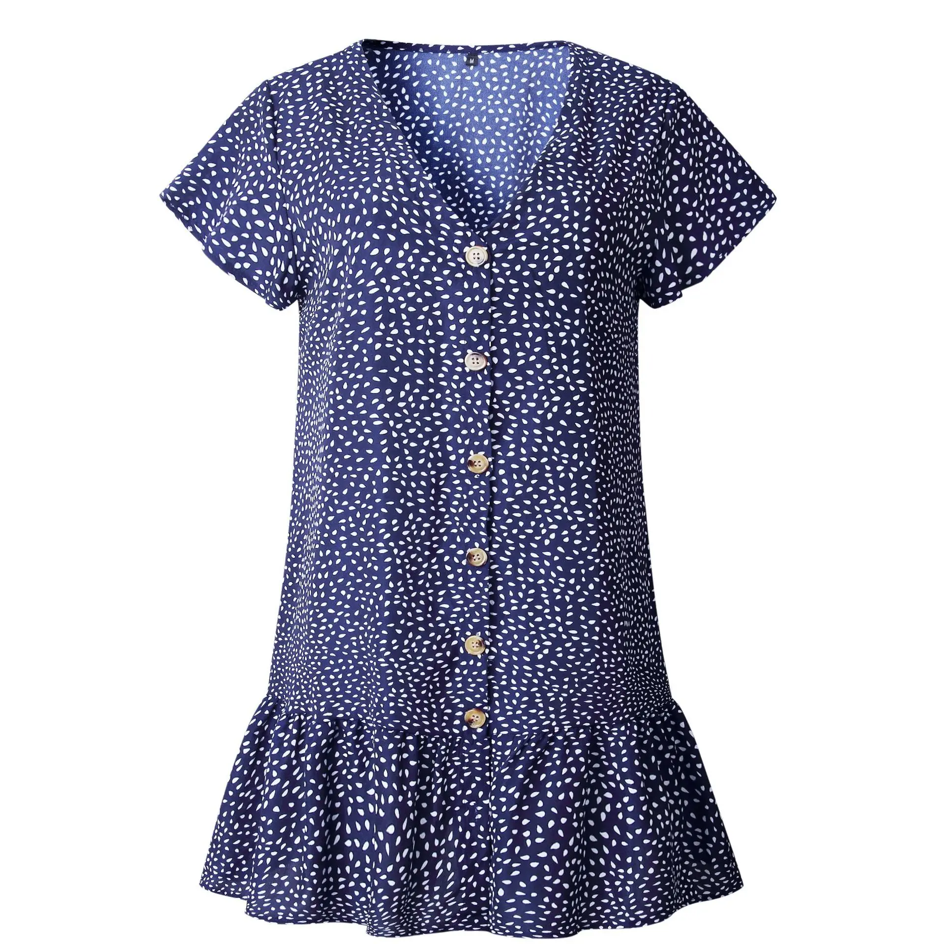 

Woman V-collar Button Lotus Leaf Dress For Women Lady Casual Sexy Floral Dresses, Shown