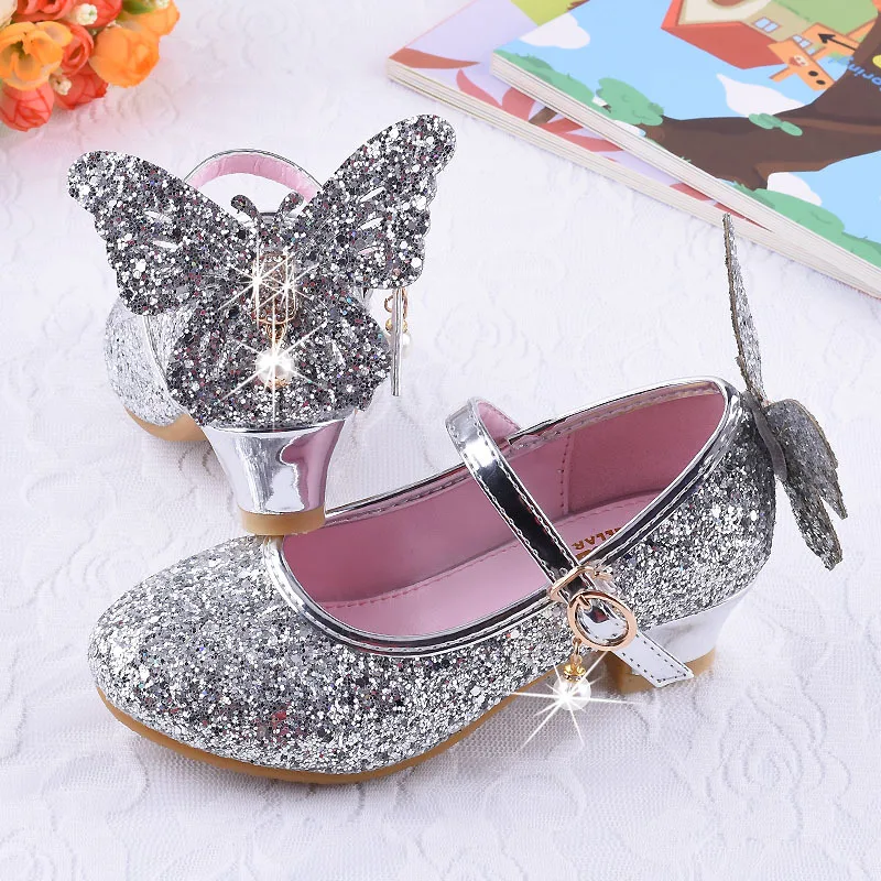 

Fashion Children Princess Leather Crystal Kids Dress Shoes High Heels, Pictures