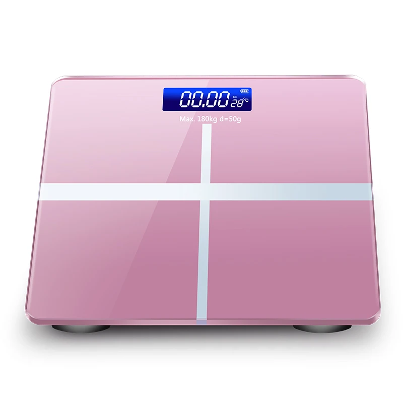 ACU-CHECK Weight Machine For Body Weight Digital, Bathroom Scale Machine  180kg Capacity Weighing Scale with LCD Display Glass Weighing Scale  Rechargeable Weighing machine, Gym Weight Scale (Pink) 