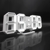 

3D LED Wall Clock Saat Digital Alarm Clocks Display 3 Brightness Levels Watches Nightlight Snooze Home Kitchen Office Moment