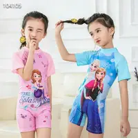 

Hot sale Polyester little girls one piece swimsuits baby girls Cartoon print design for kids girls children 1-7 year