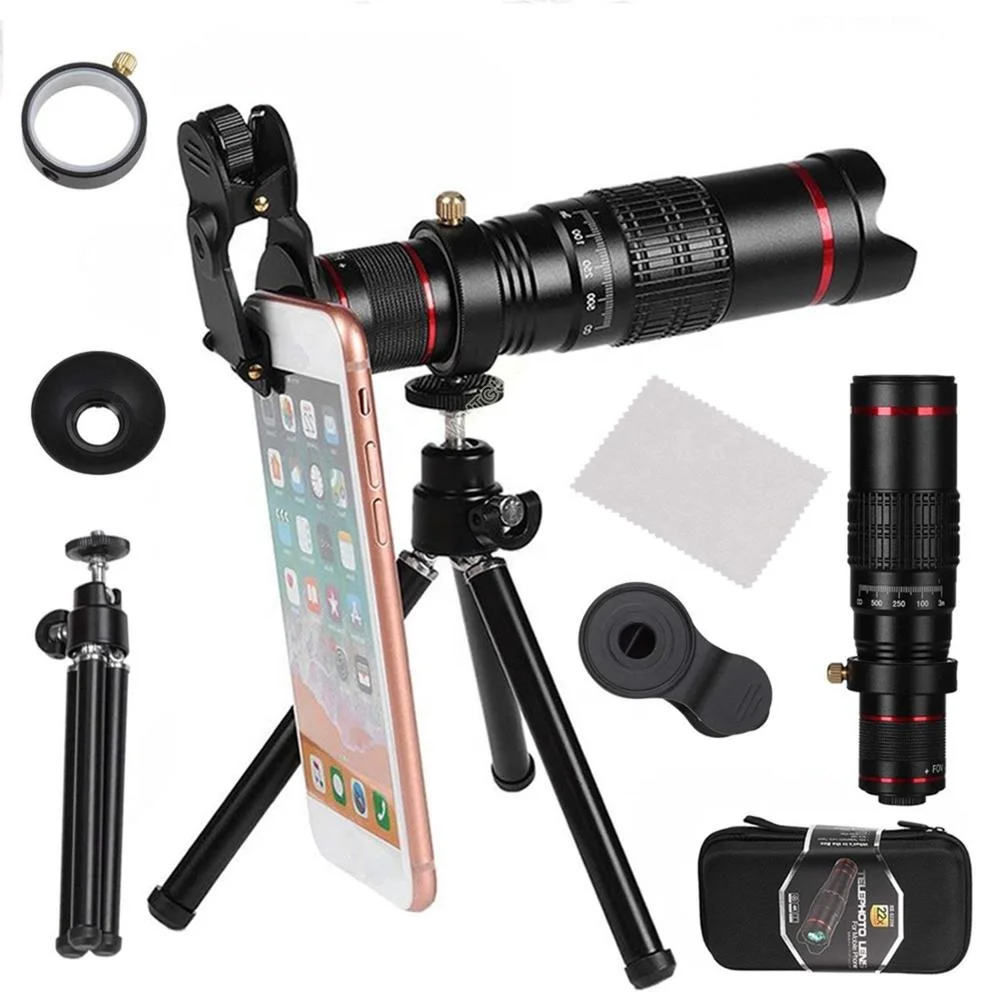 
Cell Phone Camera Lens, 22X Optical Manual Focus Telephoto Lens Kit with Mini Flexible Tripod 
