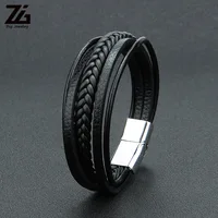 

Fashion Punk leather bracelet for men in Black and Brown with Magnetic Clasp