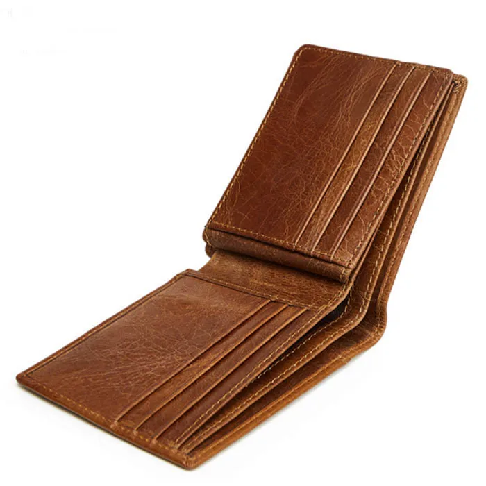 

2020 Hot Selling Wholesale Custom Credit Money Pocket Purse Real Minimalist Leather Card Holder Wallet For Men, Brown