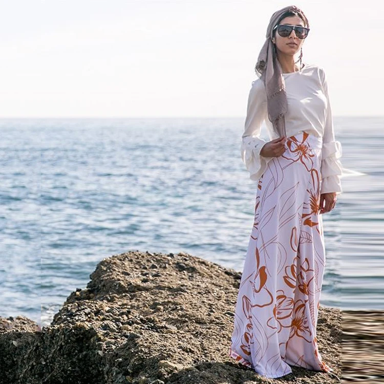 

New Arrival muslim printing pants loose fashion islamic trousers, Blue /black