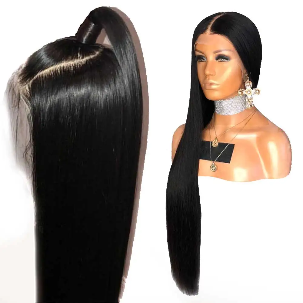 

Glueless 180%density natural silky straight raw virgin human unprocessed full lace brazilian hair wig