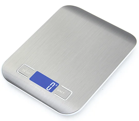 

LCD Backlight Fingerprint-proof Stainless Steel Platform 10kg Weighing Device Electric Digital Food Kitchen Scale, Silver/ gold