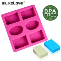 

DIY Silicone 3D 6 Forms Oval Rectangle Soap Mould Handmade Craft Flowers Bathroom Kitchen Soap Mold