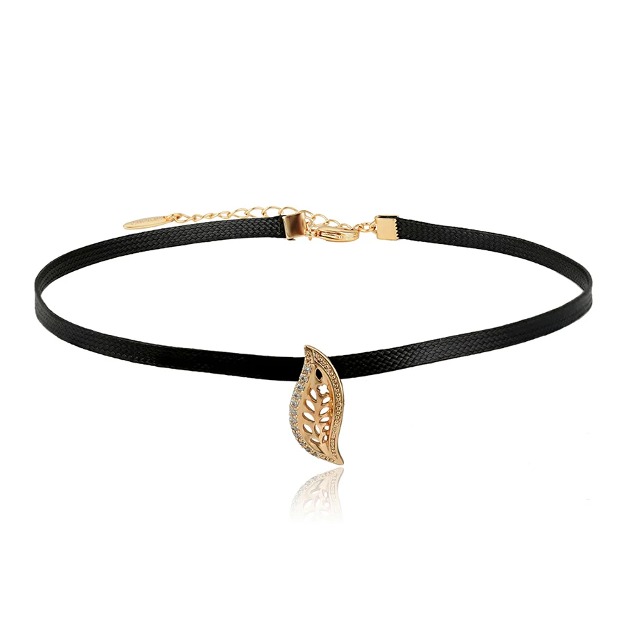 

44359 hot sale xuping elegant necklace Elegant 18K gold color Leaves shape necklace for women