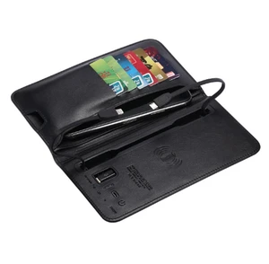 8000mAh PU Leather Travel Wallet Integrated Power Bank