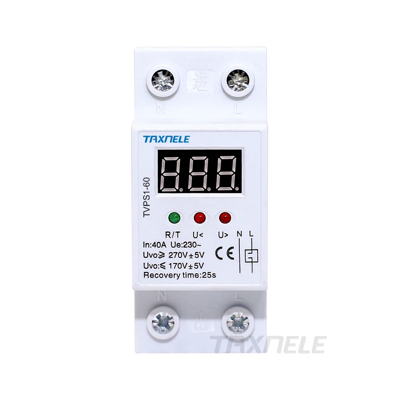 
40A 63A 220V automatic recovery reconnect over voltage under voltage protection protective device Voltmeter relay 