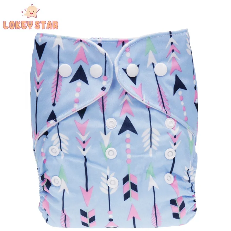 

Lokeystar Blue Printed  Adjustable Pocket Newborn Cloth Diapers Reusable Washable Cloth Diaper Nappy