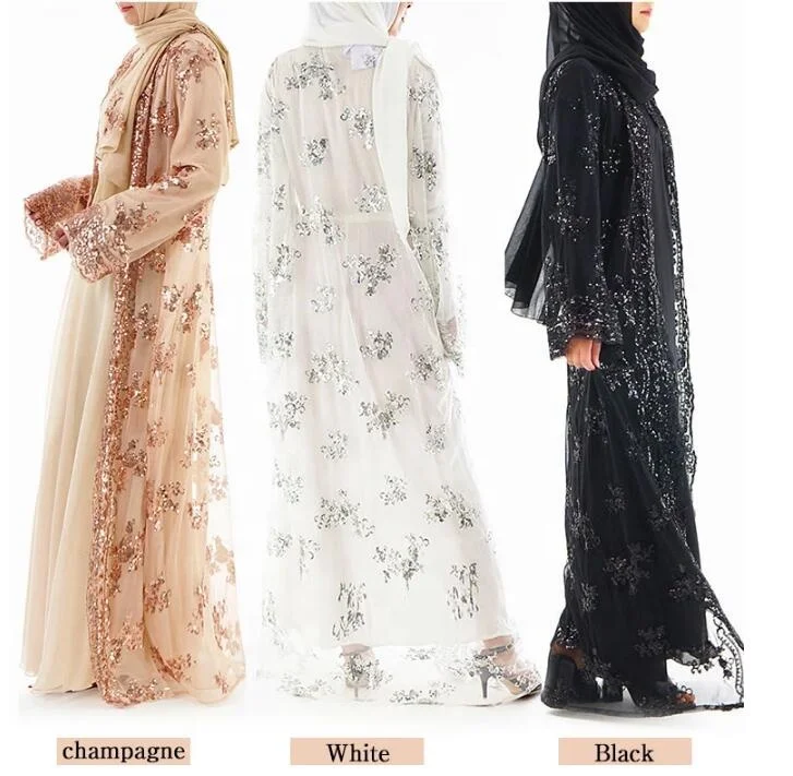 

new fashion sequins abaya dubai style embroidery turkey clothing dress open abaya