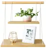 Storage Display Swing Rope Hanging Shelf Wood Floating Shelf Display Swing Rope Organizer