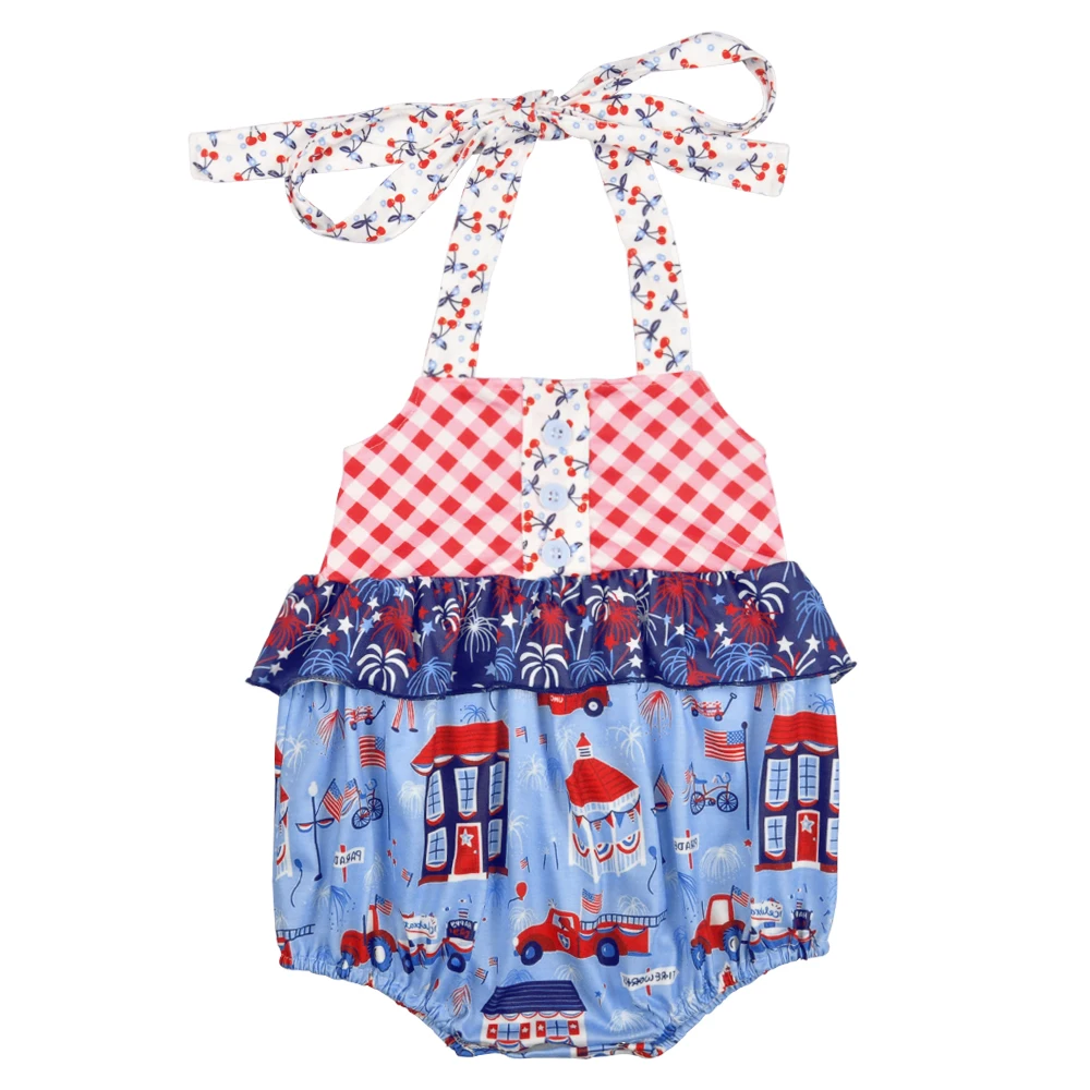 

Summer Infant Baby Boutique Romper CONICE NINI 4th of July Baby Girls Clothes Ruffle Romper Girl romper Bubble, Picture