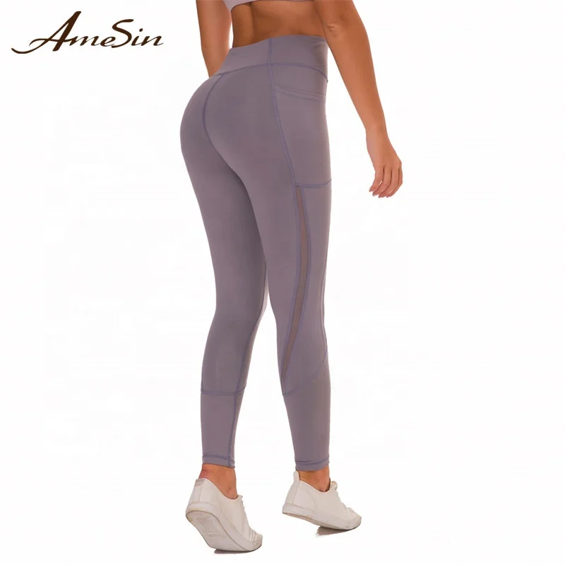 

AmeSin FREE COST Recycle Bamboo Yoga Sportswear Pants Leggings With Custom Logo, Black, merlot red, purple-grey