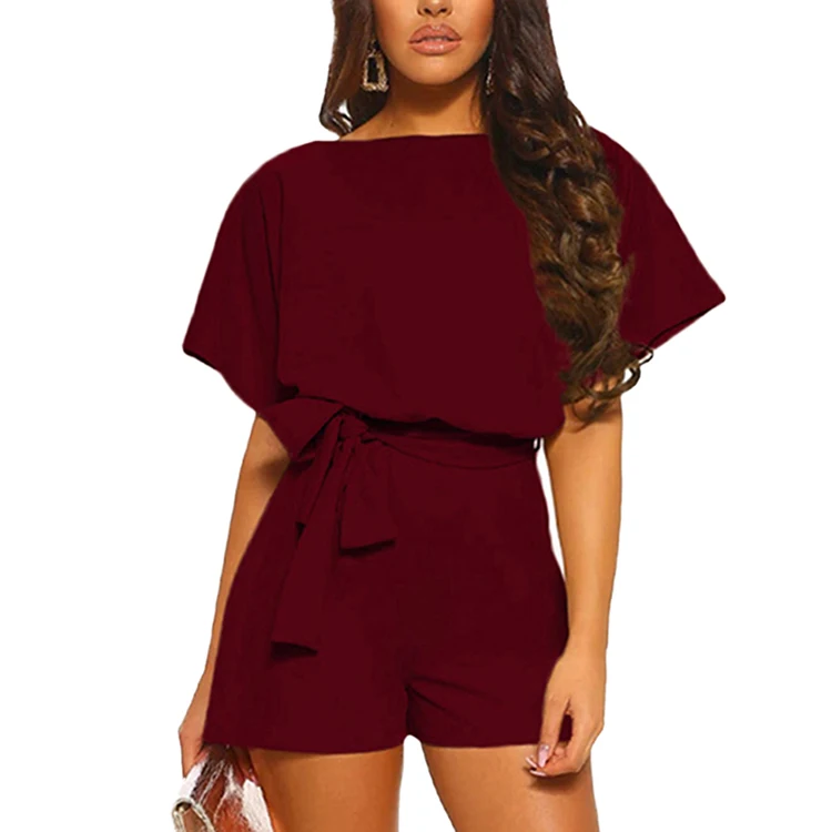 

Summer Romper Button Back Mini Rompers Women Nice Jumpsuit, Red