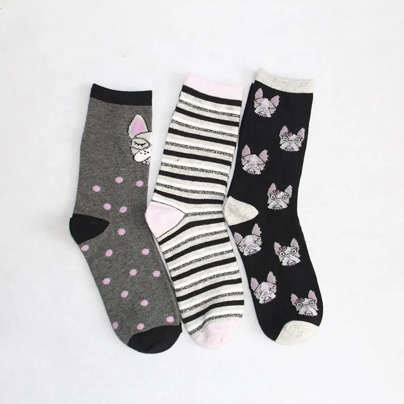 

Wholesale High Quality Stripe Dot Cute Funny Cartoon Character Crew Socks, As picture