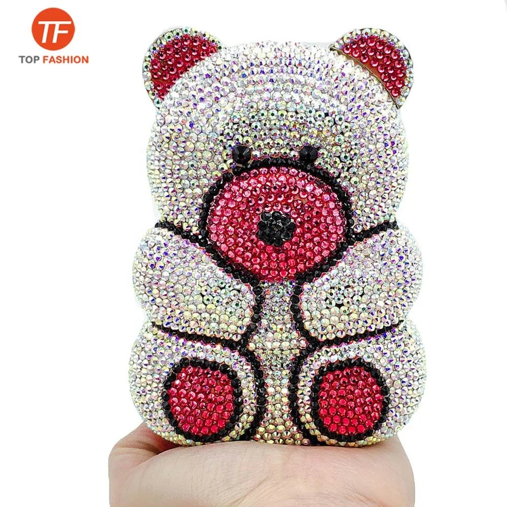

China Factory Wholesales Crystal Rhinestone Clutch Evening Bag for Formal Party Diamond Teddy Bear Clutch Purse, ( accept customized )