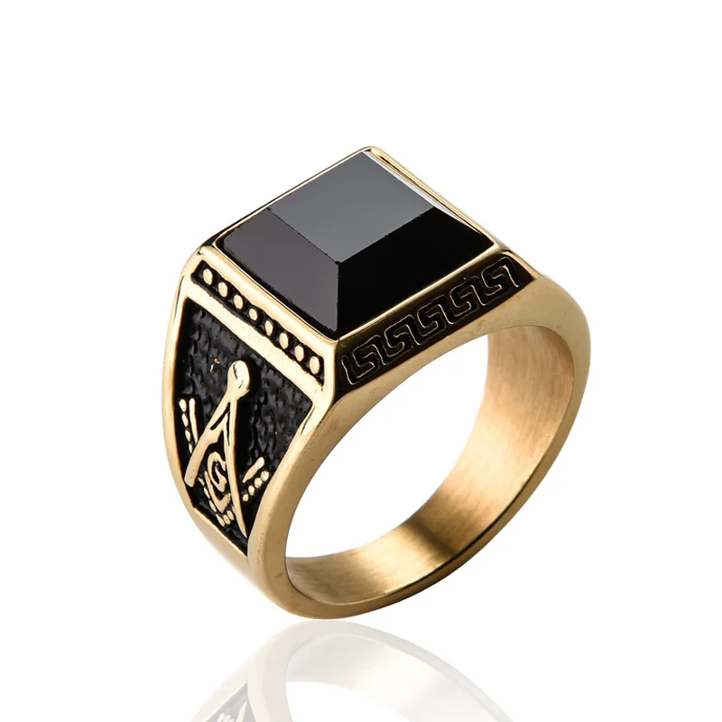 

Factory Directly Sale Wish Popular Vintage Styles Stainless Steel Masonic Rings For Men, Black/gold/browm/red/original,any color can be customizable