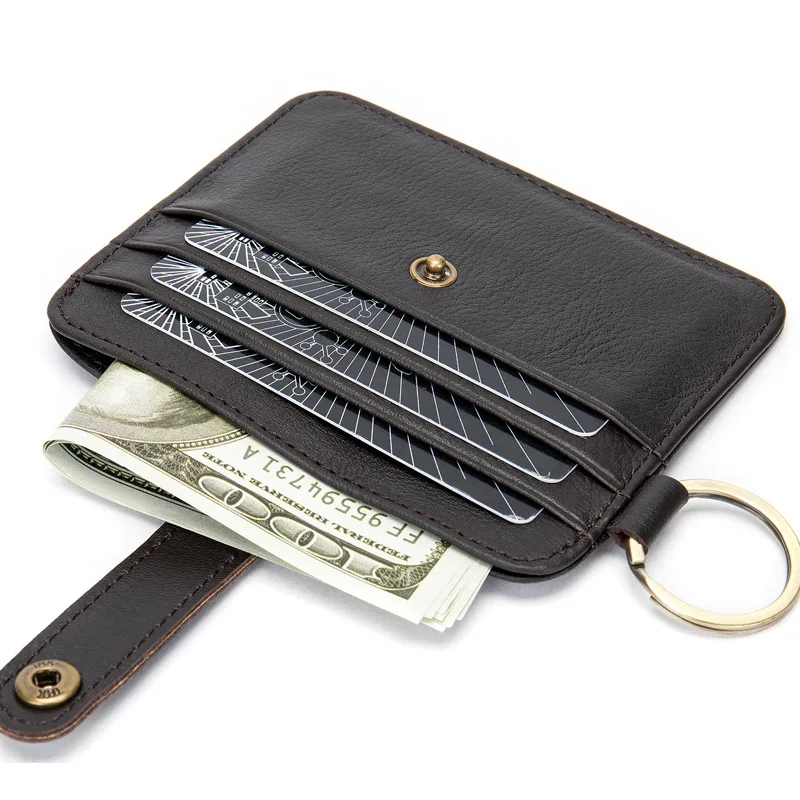 

Factory custom genuine cowhide leather business credit card holder outdoor coin purse, Brown/dark brown/custom made