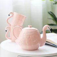 

2019 hot Pink Flamingo Tea Set Mug Creative Cartoon Ceramic Cup