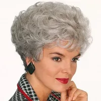 

New women short curly wigs synthetic hair lace wig old