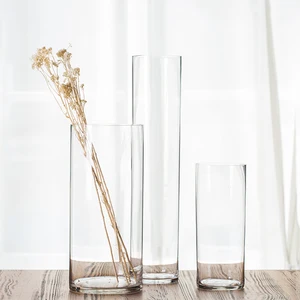 Wedding Decoration Hand Blown Restaurant Table FloorFlower Tall Cylinder Clear Glass Vases