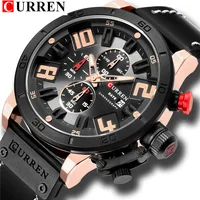 

CURREN 8312 Men's Leather Sports Quartz Wristwatches Waterproof Date Chronograph Male Clock