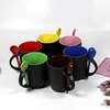 Rubysub H10 Hot Selling Sublimation Inner Color Color Changing Drinking Cups Stone Ceramic Mugs with Spoons