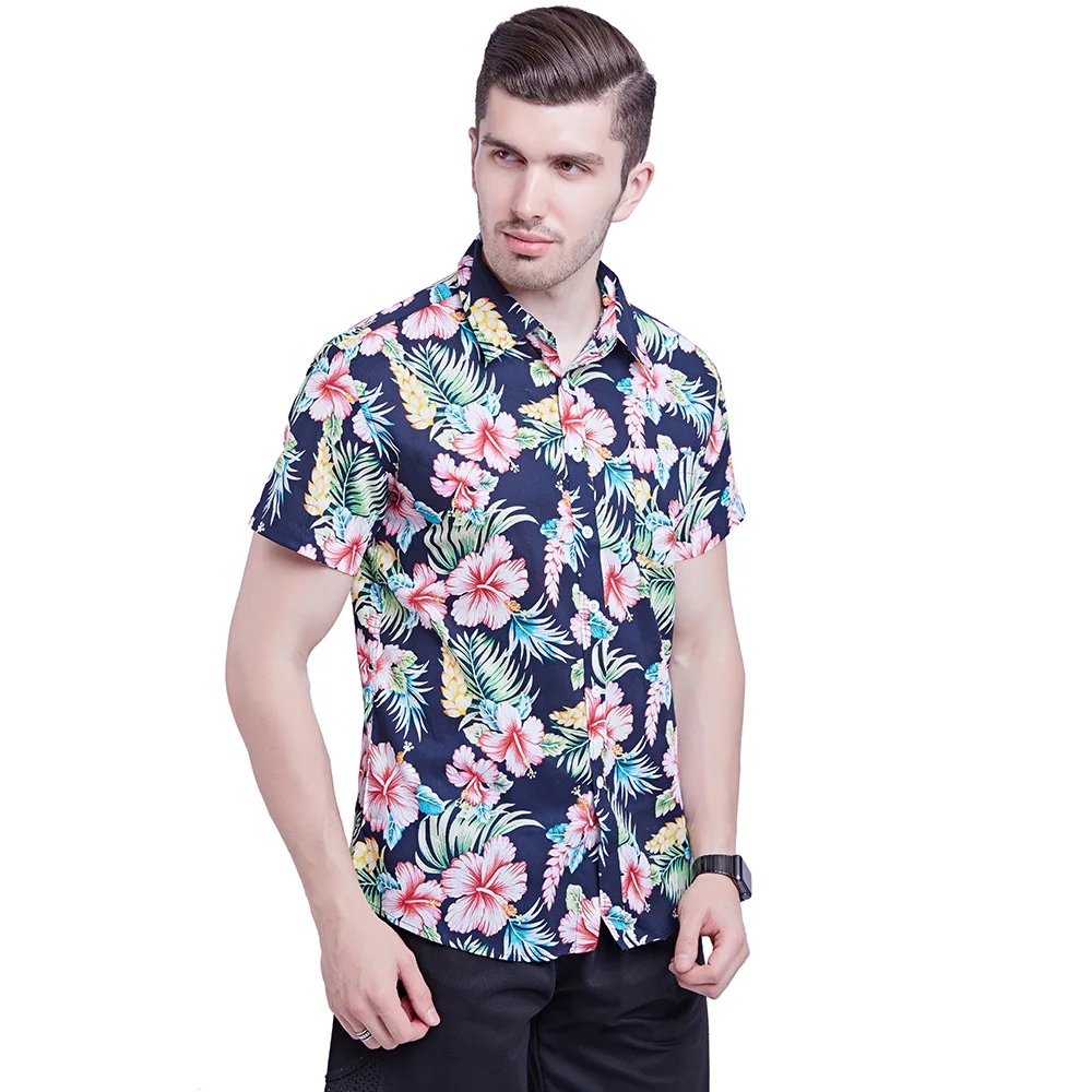 

Wholesale Fashion Floral Short Sleeve Hawaii Beach Casual Men Shirts