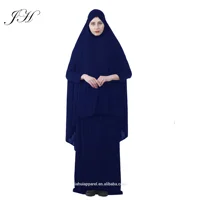 

2019 New Arrival Solid Color Two Piece Abaya Dress Jilbab Muslim Prayer Dresses Long Hijab Islamic Clothes