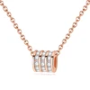 Rose Gold Crystal Round Hoop Shape Pendant 925 Sterling Silver Necklaces
