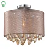 organza cloth round flush mount ceiling light crystal chandelier