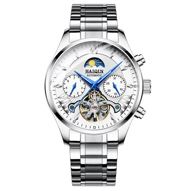 

HAIQIN Watch Men Luxury Brand Stainless Steel Mechanical Automatic Watch for Men Watches Wrist relogio masculino