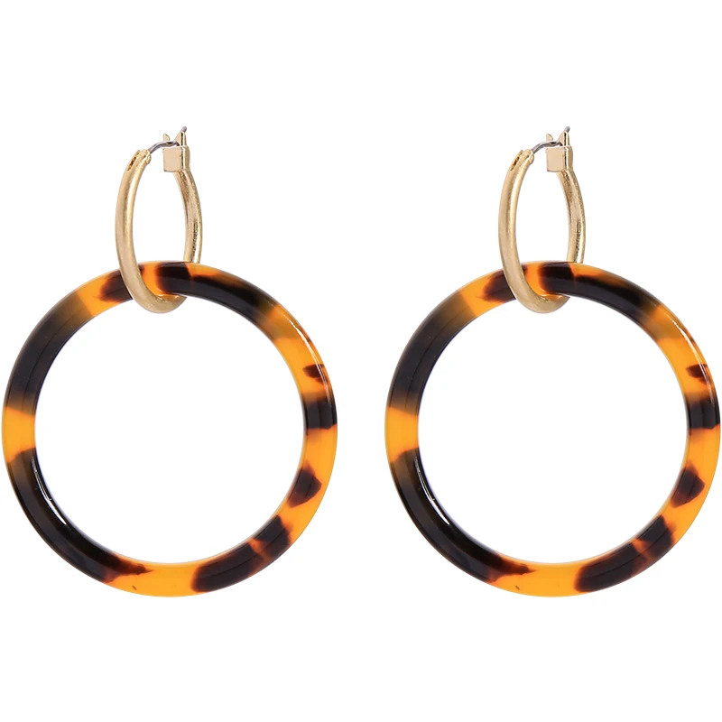 

ed01952d-1 Acrylic Round Circle Sheet Resin Lucite Hoop Copper Gold Plated Fashion Earrings