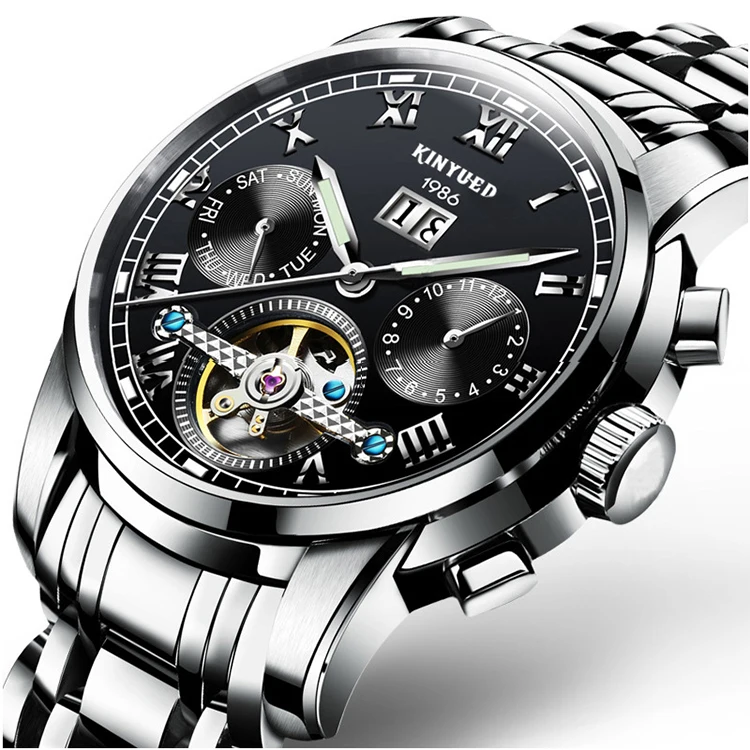 

Men Auto Machine Watch Watches Classic Skeleton Stainless Steel Strap Waterproof