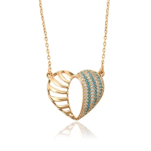 44851 xuping heart shaped style 18k gold necklace with synthetic CZ heart necklace