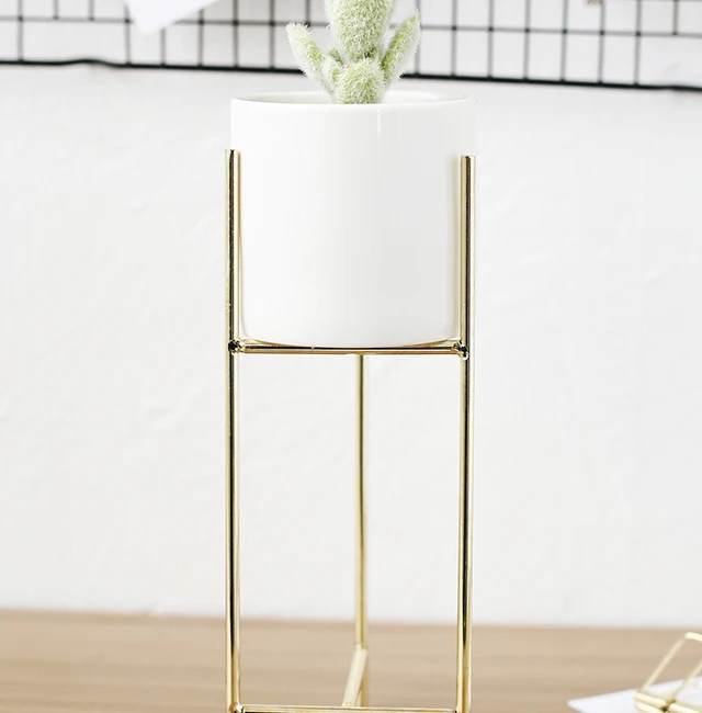 

Indoor decoration Ceramic pot for plants square vase design, White,black,gold