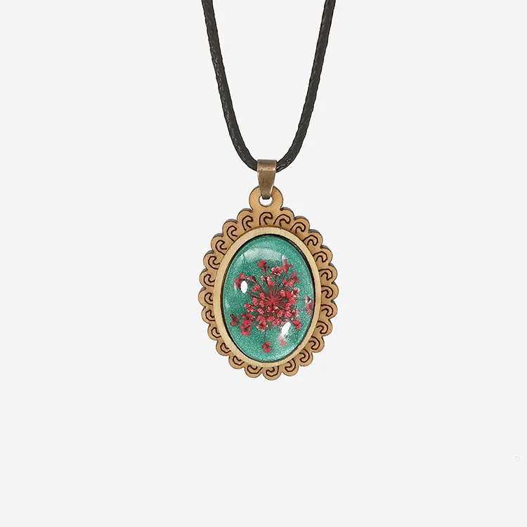 

Wholesale Fashion Real Flower Accessories Dried Flower Necklace Wood Luminous Pendant Necklace, Can mix flower